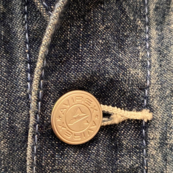 Avirex Distressed Stonewashed Denim Jean Jacket w Embroidery / Stitching / M - Picture 12 of 16
